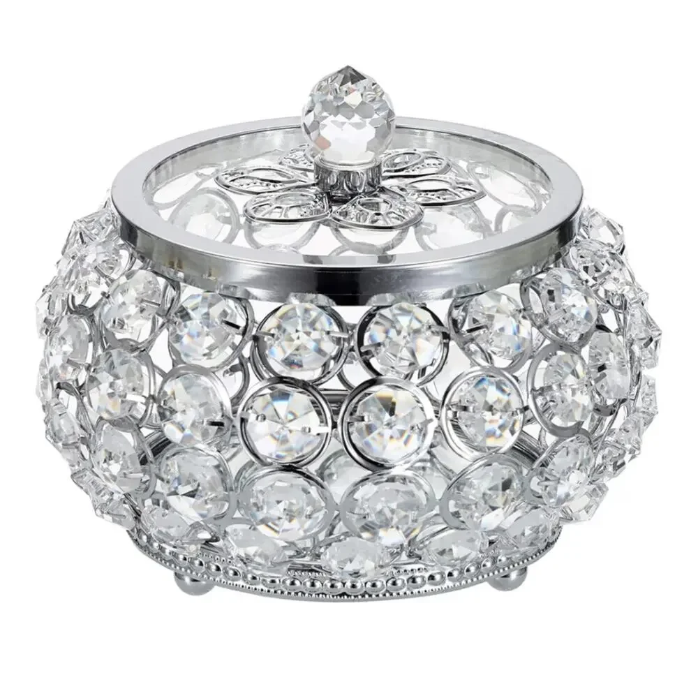 Crystal Jewelry Trinket Box with Glass Lid
